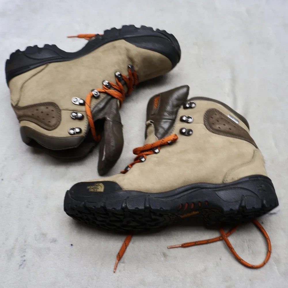 North Face Hiking Boots Men 9.5 Brown Leather Waterproof Gore-Tex Outdoor T191